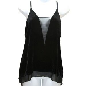 BCBG Max Azria Velvet Camisole Womens XXS Black Sheer Trim‎ Evening Top